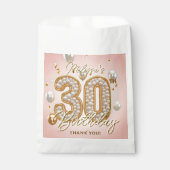 Glam Blush Pink Gold Balloons Pearl 30th Birthday フェイバーバッグ (正面)