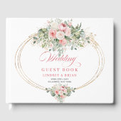 Glam Blush Roses Greenery Wedding Guest Book ゲストブック (正面)