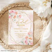 Glam Boho Blush Gold Glitter Bridal Shower Invites 招待状