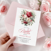 Glam Boho Burgundy Blush Floral Greenery Shower 招待状