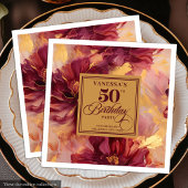 Glam Boho Burgundy Blush Gold Floral 50th Birthday