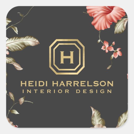 Glam Boxロゴモノグラムヴィンテージフローラ スクエアシール (正面)