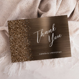 Glam Bronze Metallic Wedding Flat Thank You カード