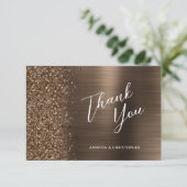 Glam Bronze Metallic Wedding Flat Thank You カード (スタンド正面)