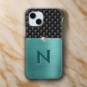Glam Brushed Green Metalとレザーフェイクルック Case-Mate iPhoneケース