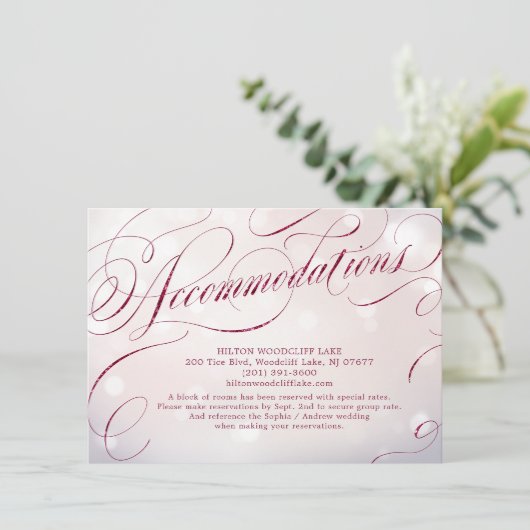 Glam burgundyヴィンテージ書道宿泊施設 エンクロージャーカード (スタンド正面)