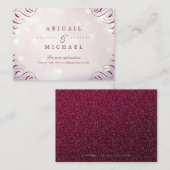 Glam burgundy書道ヴィンテージ結婚式のインサート エンクロージャーカード (正面/裏面)