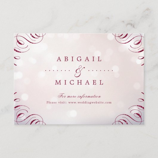 Glam burgundy書道ヴィンテージ結婚式のインサート エンクロージャーカード (正面)