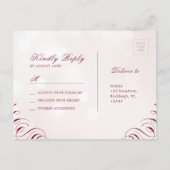 Glam burgundy書道ヴィンテージ結婚式RSVP インビテーションポストカード (裏面)