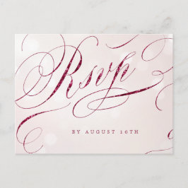 Glam burgundy書道ヴィンテージ結婚式RSVP インビテーションポストカード