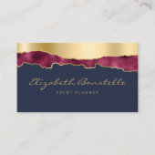 Glam Burgundy Gold Foil Navy Blue Luxury 名刺 (正面)