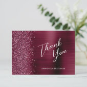 Glam Burgundy Metallic 結婚's Flat Thank You カード (スタンド正面)
