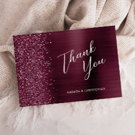Glam Burgundy Metallic 結婚's Flat Thank You カード