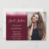 Glam Burgundy Sweet 16写真 招待状 (正面)