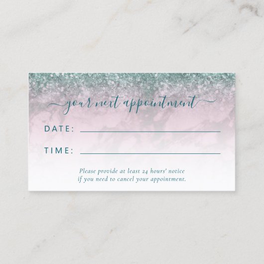 Glam Burgundy Teal Script Stylist Appointment 名刺 (裏面)