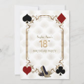 Glam Casino Night Gold Art Deco 18th Birthday  招待状 (裏面)