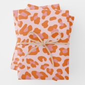 Glam Cheetahプリントパターン(オレンジとピンク) ラッピングペーパーシート (インサイチュ)