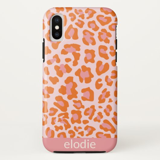 Glam Cheetahプリントパターン(オレンジとピンク) Case-Mate iPhoneケース (裏面)