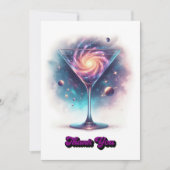 Glam Chic Retro Martini Galaxy Glass Design サンキューカード (正面)