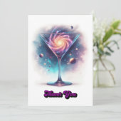 Glam Chic Retro Martini Galaxy Glass Design サンキューカード (スタンド正面)