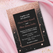 glam chic rose gold Glitter gold frame wedding 招待状