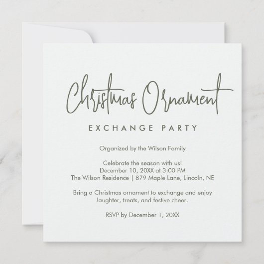 Glam Christmas Ornament Shaped Like a Rose Invi 招待状 (裏面)