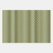 Glam Christmas Red Green Gold Geometric Stripes ラッピングペーパーシート (正面2)