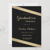 Glam classy black金ゴールド幾何学卒業 招待状 (正面)