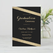 Glam classy black金ゴールド幾何学卒業 招待状 (スタンド正面)