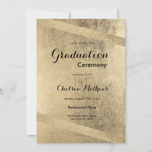 Glam classy luxury gold geometrical Graduation 招待状 (正面)