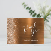 Glam Copper Metallic Wedding Flat Thank You カード (スタンド正面)