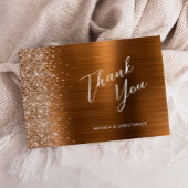 Glam Copper Metallic Wedding Flat Thank You カード