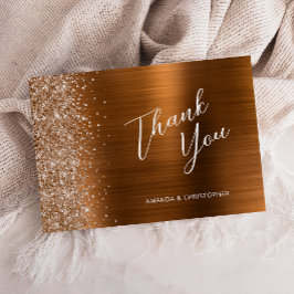 Glam Copper Metallic Wedding Flat Thank You カード