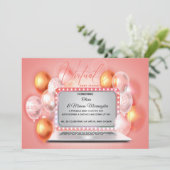Glam Coralノートパソモダンコン仮想ベビーガールシャワー 招待状 (スタンド正面)