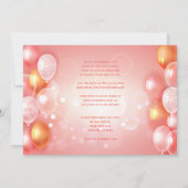Glam Coralノートパソモダンコン仮想ベビーガールシャワー 招待状 (裏面)