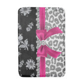 Glam D/Pink Bow-Gray Leopard-Silverフローラスパークル バスマット (正面縦)