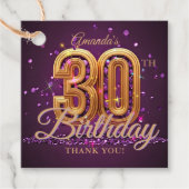 Glam Dark Purple Gold 30th Birthday Thank You フェイバータグ (正面)