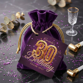 Glam Dark Purple Gold 30th Birthday Thank You フェイバータグ