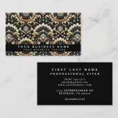 Glam Diamond Black & Gold Art Deco Business Cards 名刺 (正面/裏面)