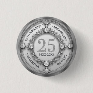 Glam Diamond & Silver 25結婚周年記念 缶バッジ