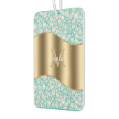 Glam Diamonds onティール（緑がかった色）、金ゴールド・モノグラム、スクリプト名 カーエアーフレッシュナー (左)