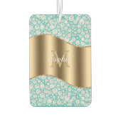 Glam Diamonds onティール（緑がかった色）、金ゴールド・モノグラム、スクリプト名 カーエアーフレッシュナー (裏面)