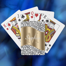 Glam Diamonds on Black、金ゴールド・モノグラム、スクリプト名 トランプ