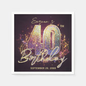 Glam Disco Ball Musical 40th Birthday Party スタンダードカクテルナプキン (正面)