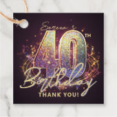 Glam Disco Ball Party 40th Birthday Thank You フェイバータグ (正面)