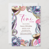 Glam Disco Espresso Martini Pink Birthday Party 招待状 (正面)