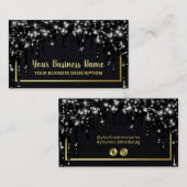 Glam Drepting Blackグリッター金ゴールドソーシャルメディア 名刺 (正面/裏面)