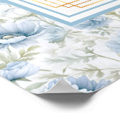 Glam Dusty Blue Gold Watercolor Wedding Seating  ポスター (角)