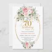 Glam Dusty Pink and Gold 70th Birthday Invitation 招待状 (正面)