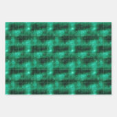 Glam Emerald Gold Damask Fans Shimmer ラッピングペーパーシート (正面3)